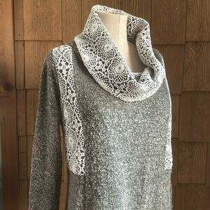 a’reve cowl neck sweater with lace detail size small